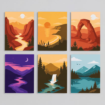 Six Scenes of Nature's Beauty - Mini Paint by Numbers Set