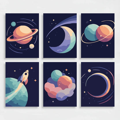 Space - Mini Paint by Numbers Set