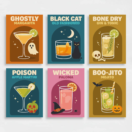 Spooky Halloween Cocktails - Mini Paint by Numbers Set
