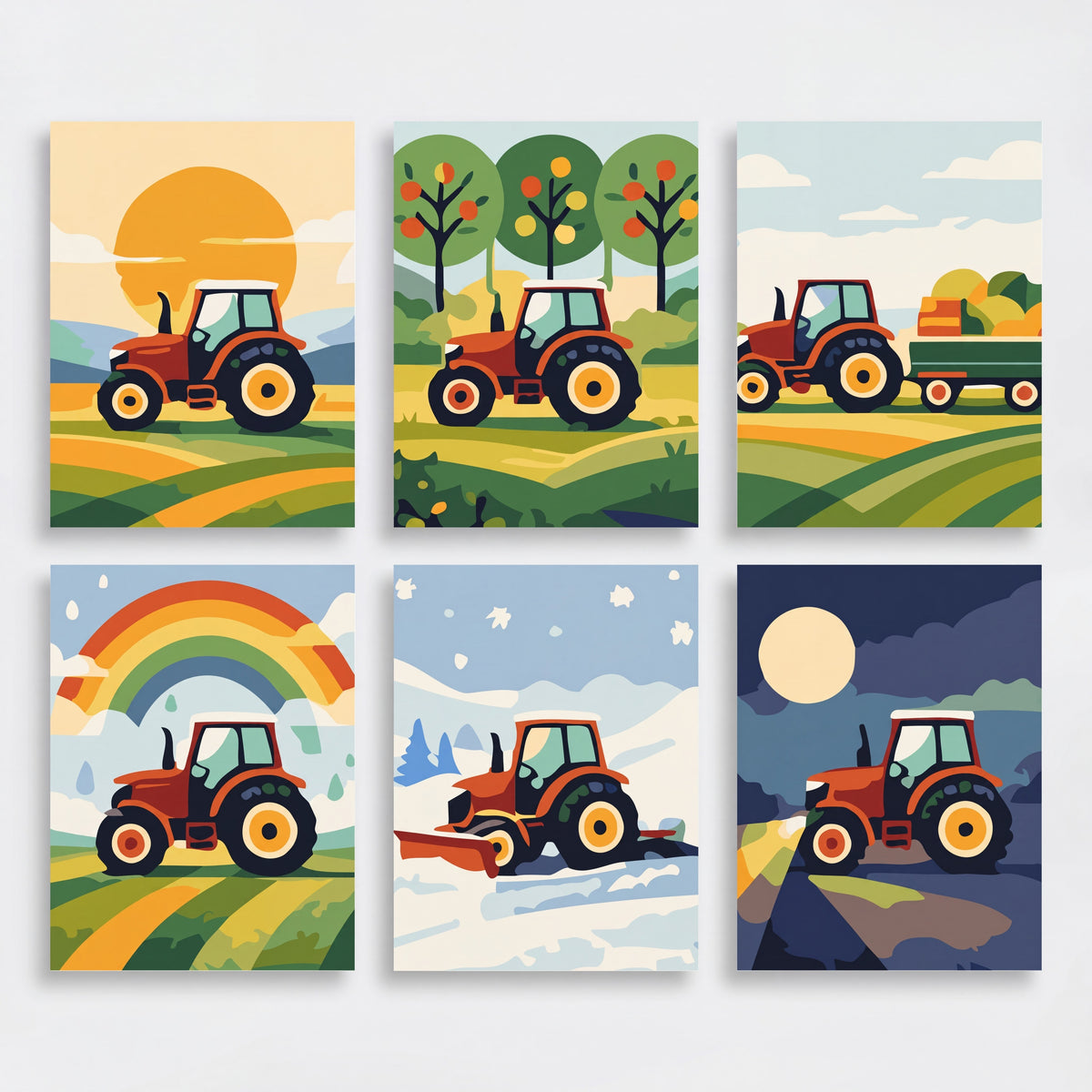 Tractors Through the Seasons - Mini Paint by Numbers Set