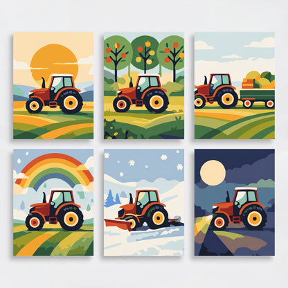 Tractors Through the Seasons - Mini Paint by Numbers Set