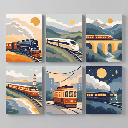 Trains - Mini Paint by Numbers Set