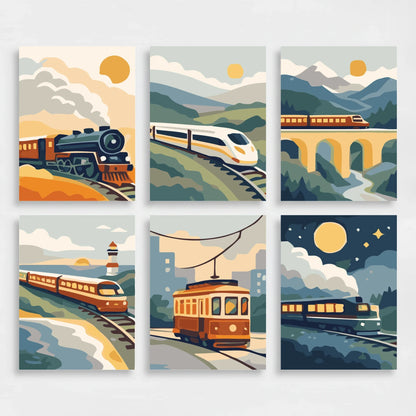 Trains - Mini Paint by Numbers Set