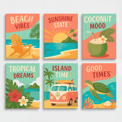 Tropical Beach Vibes - Mini Paint by Numbers Set