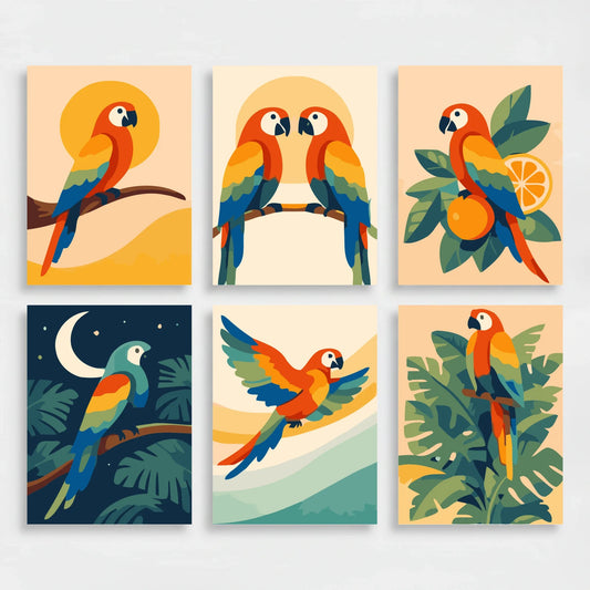Tropical Parrots - Mini Paint by Numbers Set