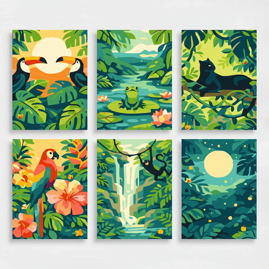 Tropical Rainforest Wildlife - Mini Paint by Numbers Set