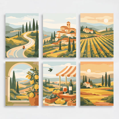 Tuscan Countryside - Mini Paint by Numbers Set