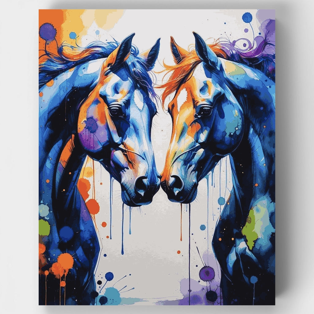 Two Horses Touching Noses - Paint by Numbers Kit