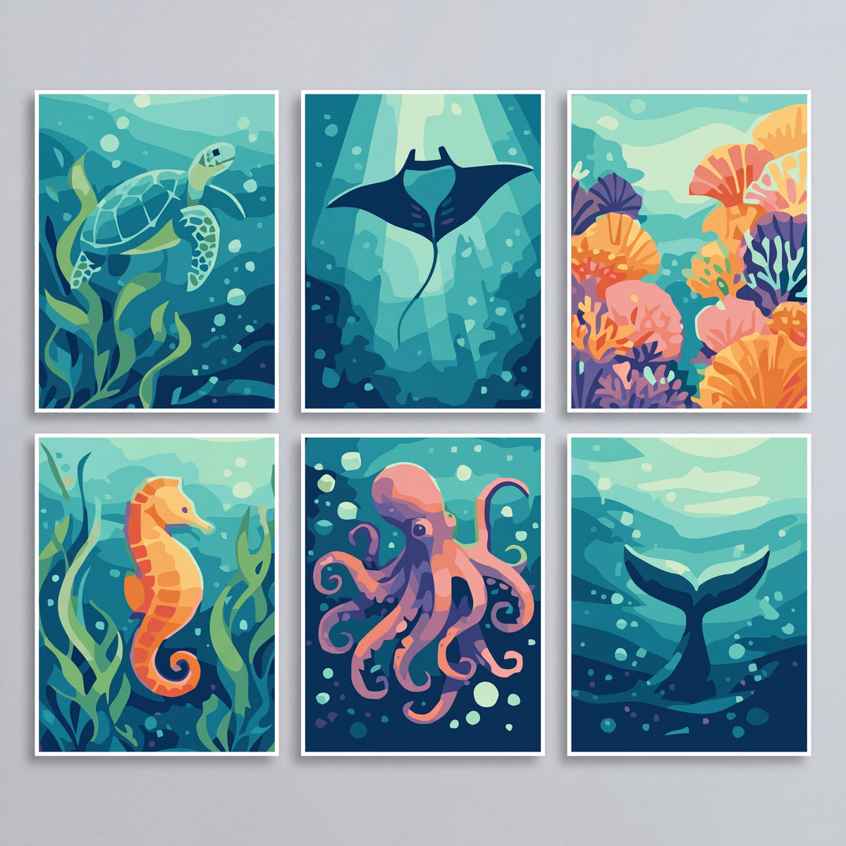 Underwater Scenes - Mini Paint by Numbers Set