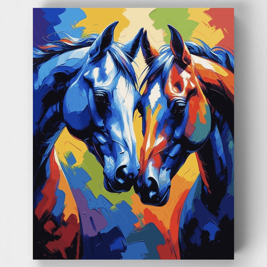 Vibrant Horses Embracing - Paint by Numbers Kit