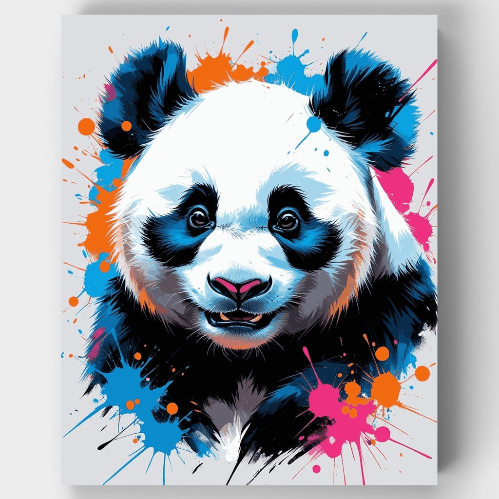 Kit de pintura por números: Arte de panda vibrante — Estándar