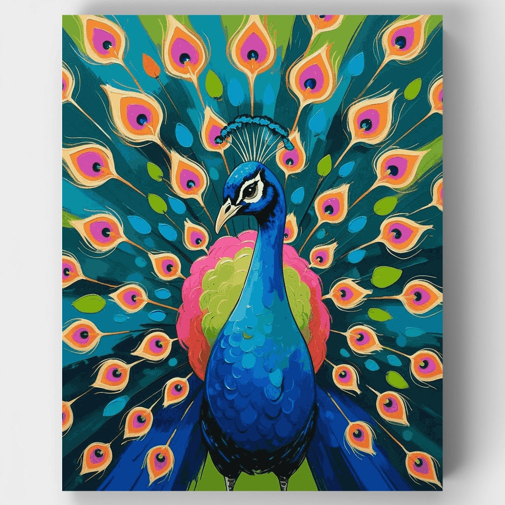 Vibrant Peacock in Full Display - Paint by Numbers Kit