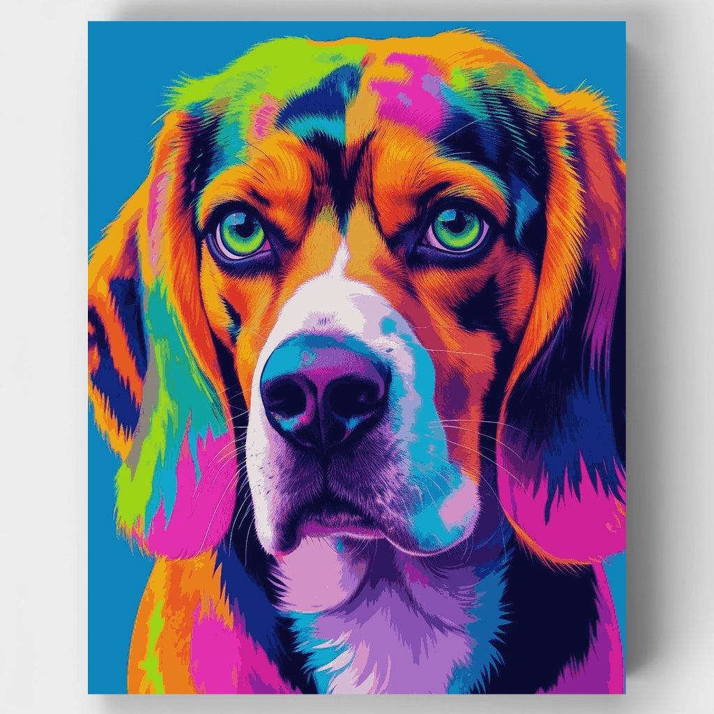 Retrato de Beagle arcoíris vibrante - Kit de pintura por números — Estándar