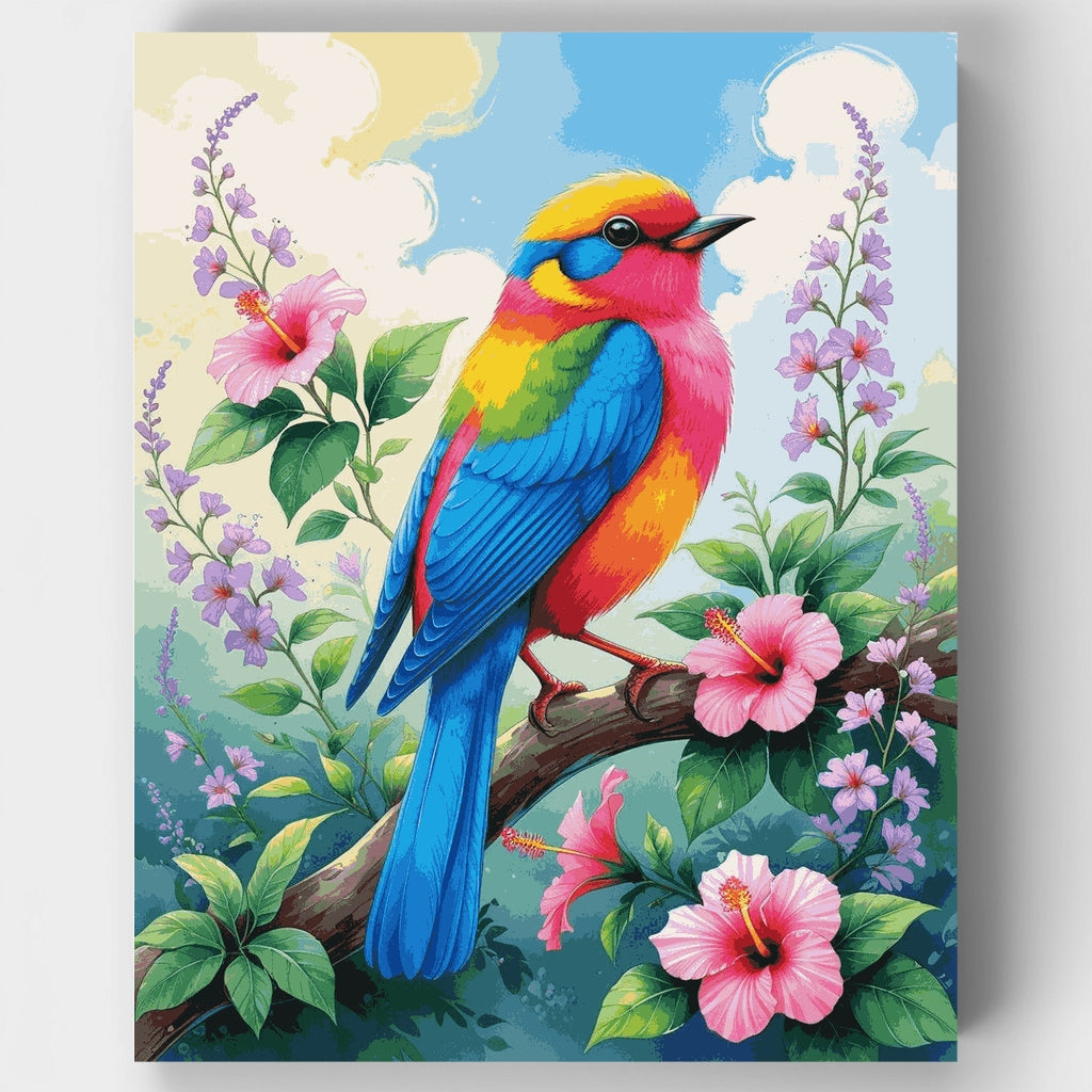 Kit de pintura por números: Pájaro arcoíris vibrante — Estándar