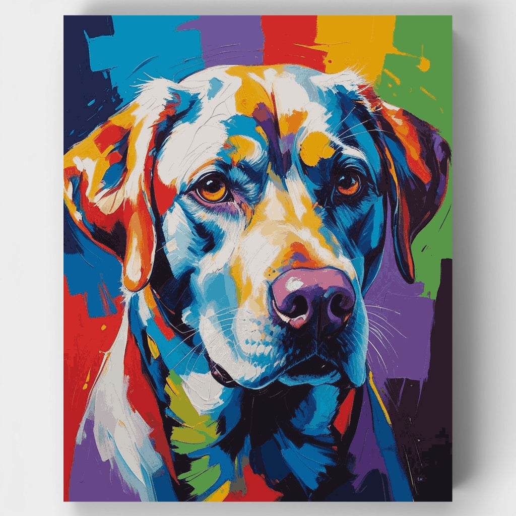 Retrato de labrador arcoíris vibrante - Kit de pintura por números — Estándar