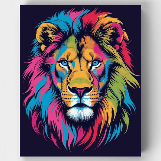 Vibrant Rainbow Lion - Paint by Numbers Kit