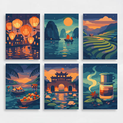 Vietnamese Scenes - Mini Paint by Numbers Set