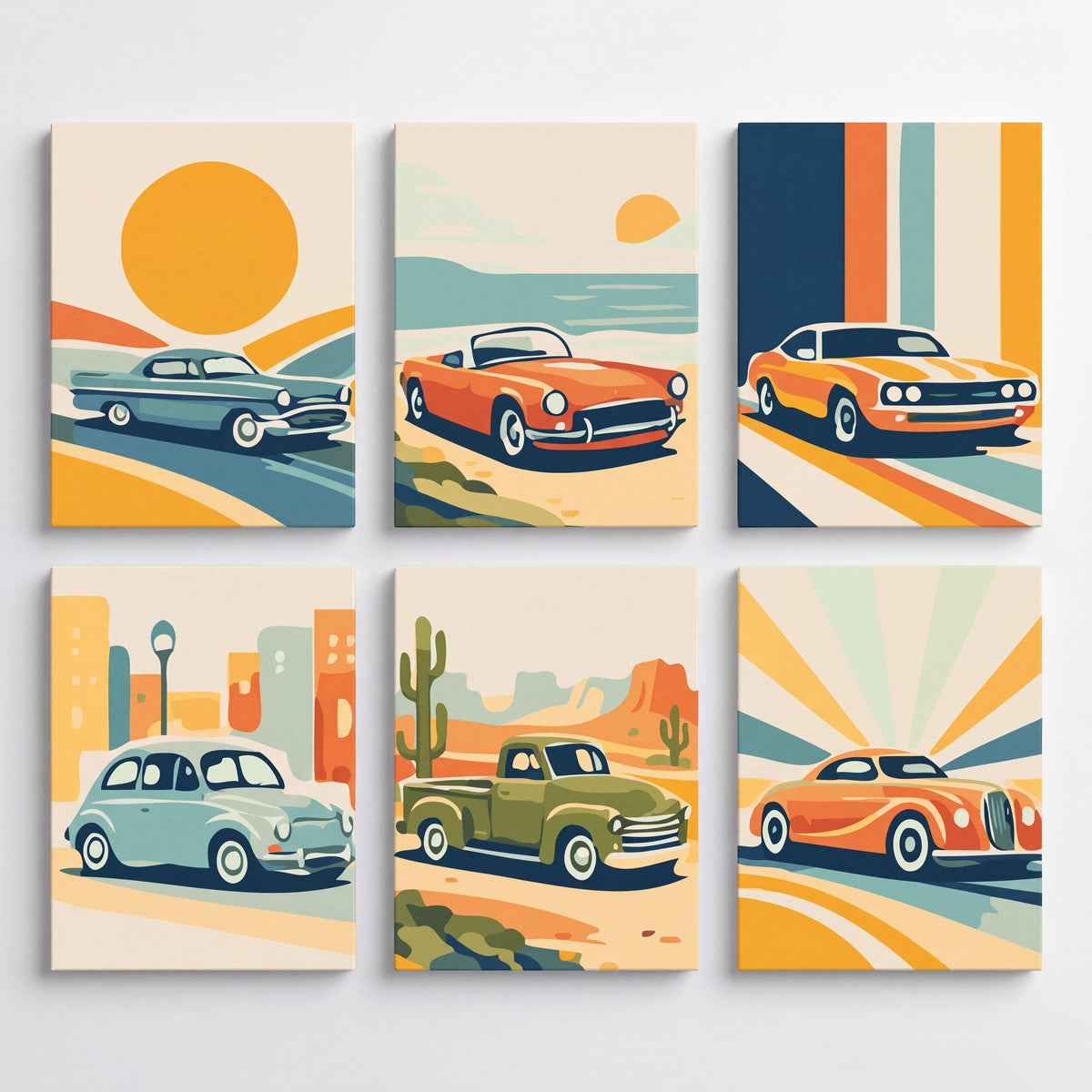 Vintage Roadsters - Mini Paint by Numbers Set