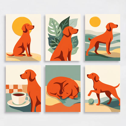 Vizslas - Mini Paint by Numbers Set