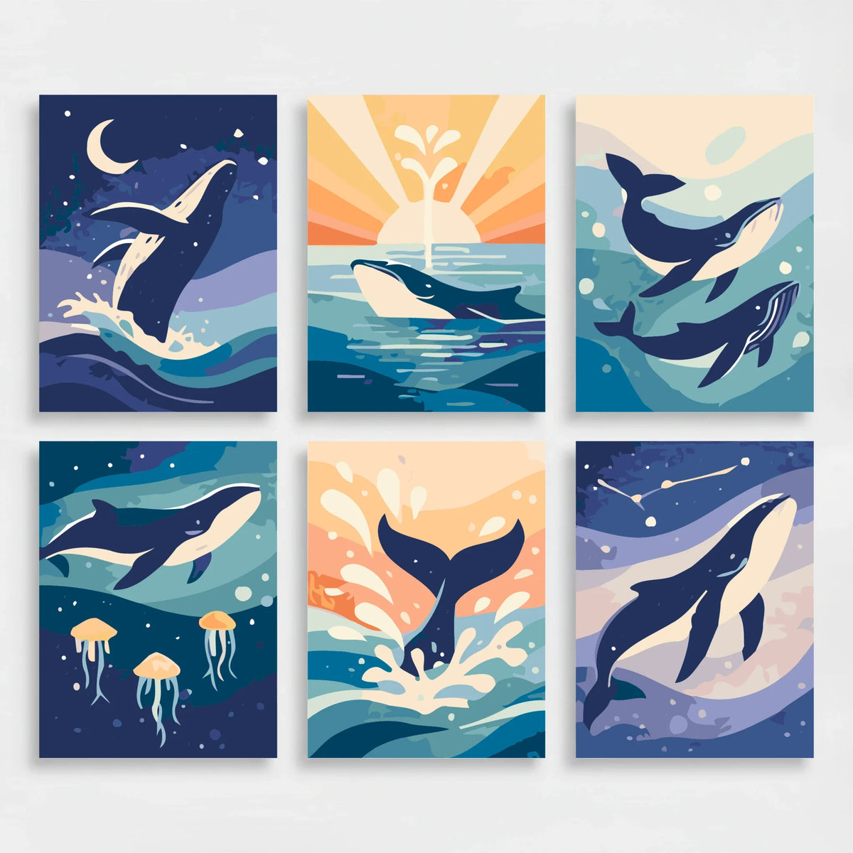 Whales - Mini Paint by Numbers Set
