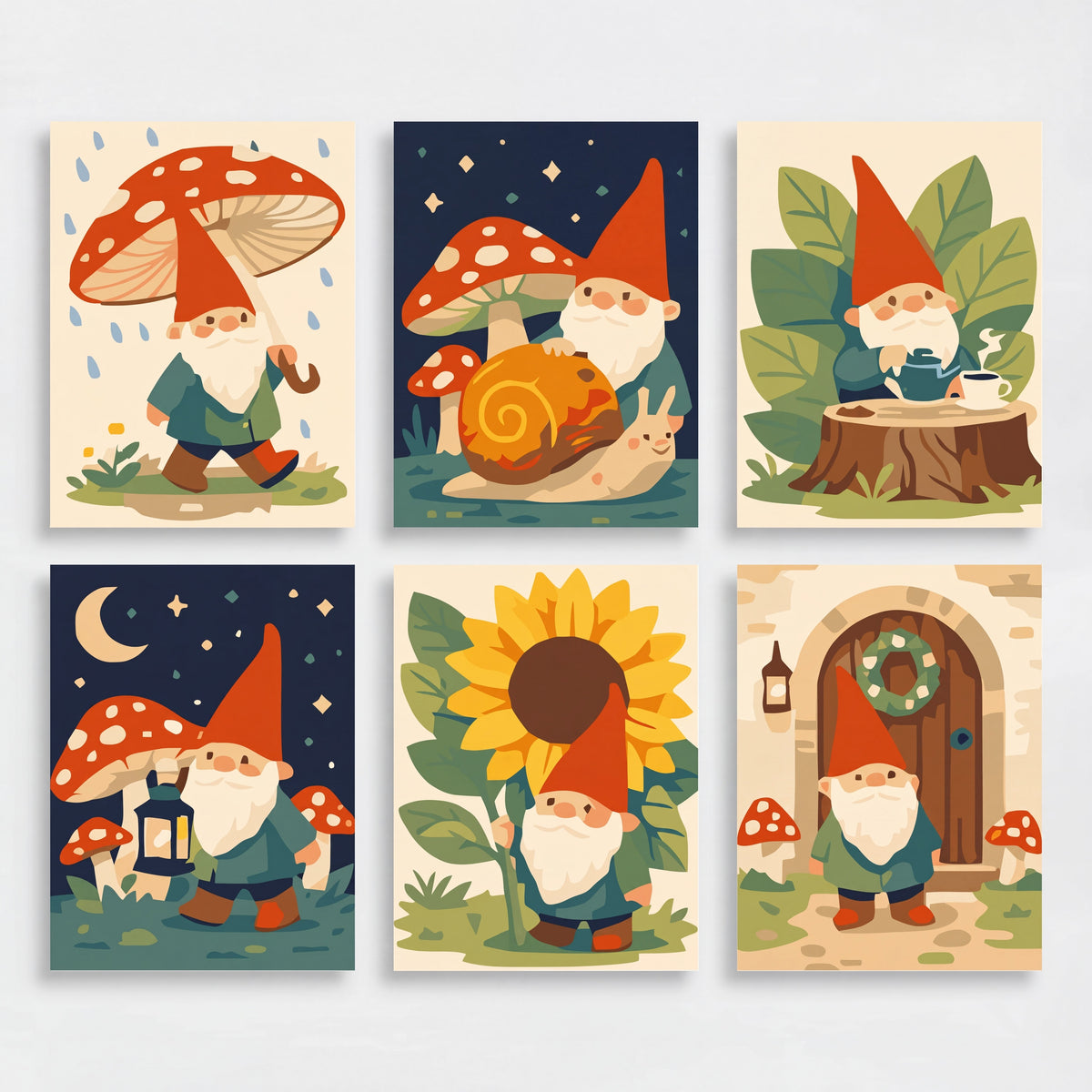 Whimsical Garden Gnomes - Mini Paint by Numbers Set