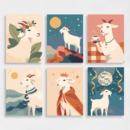 Whimsical Goats - Mini Paint by Numbers Set