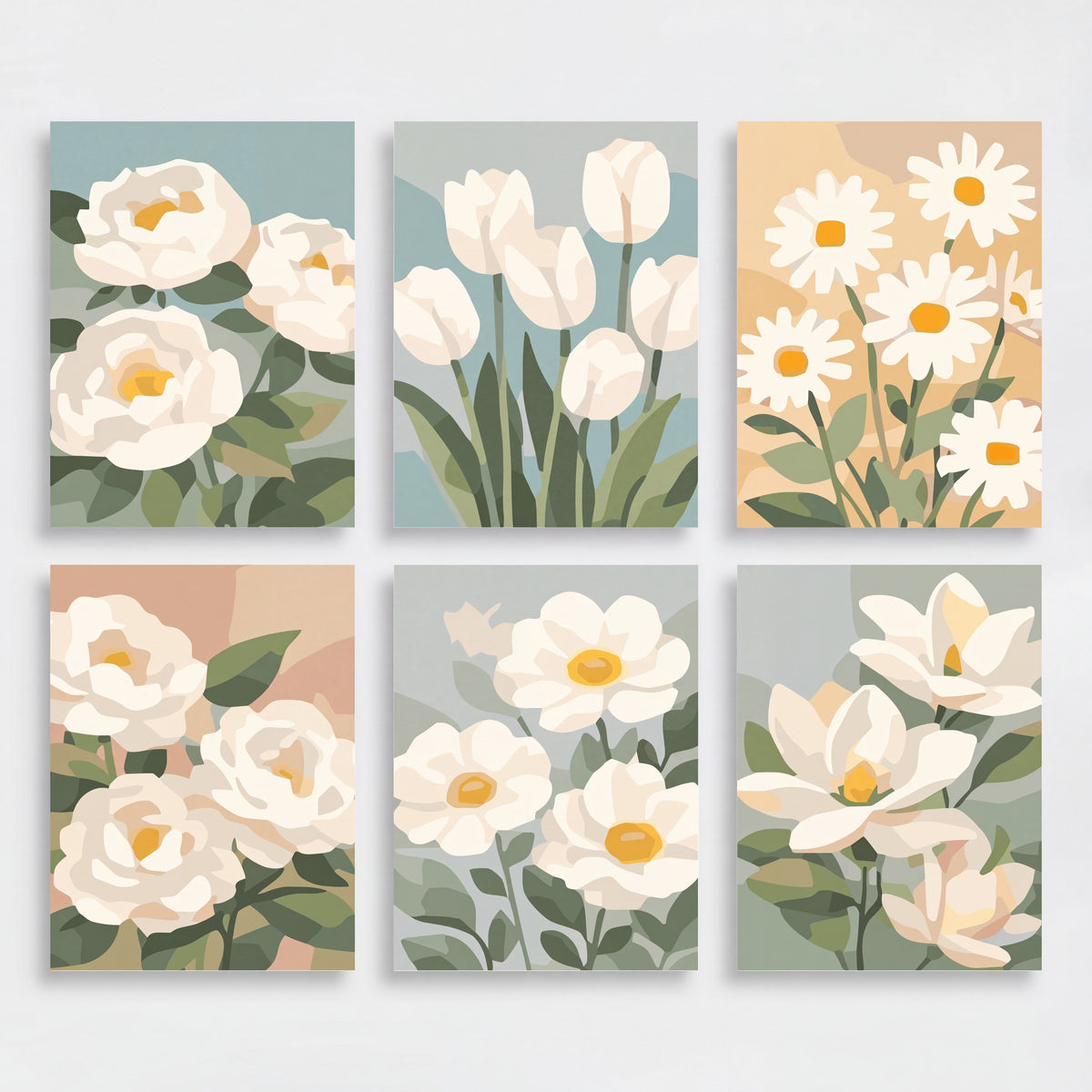 White Flowers - Mini Paint by Numbers Set