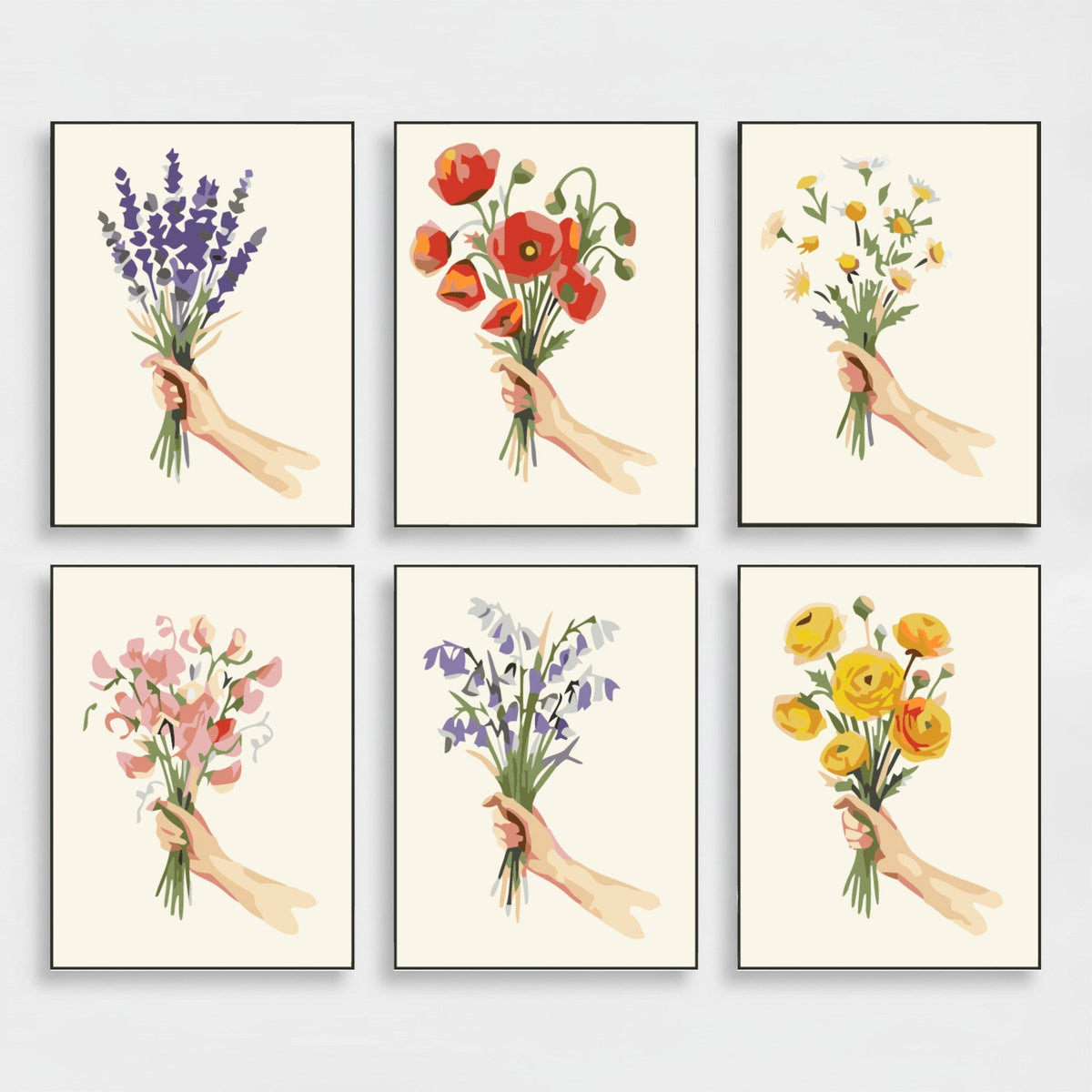 Wildflower Bouquet Hands - Mini Paint by Numbers Set