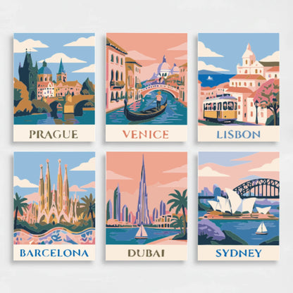 World Landmarks - Mini Paint by Numbers Set