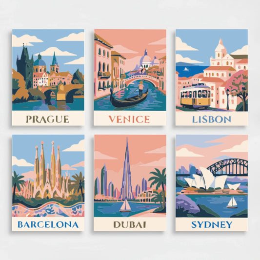 World Landmarks - Mini Paint by Numbers Set