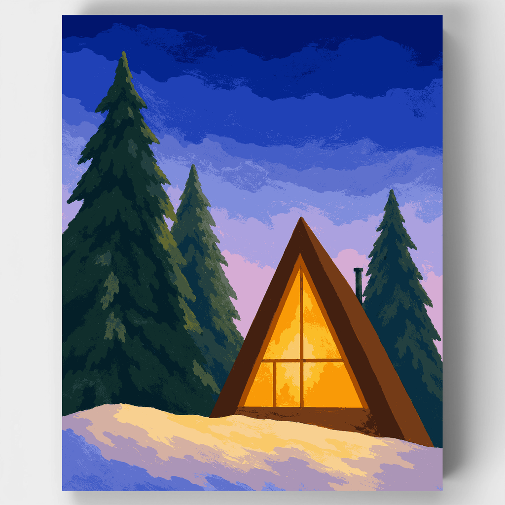 Cabaña tipo A en invierno - Kit de pintura por números — Estándar