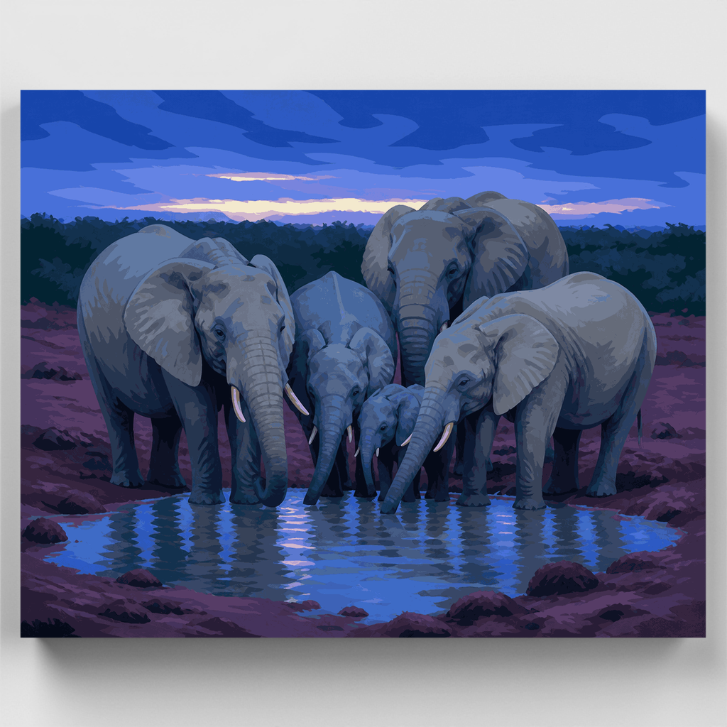 Aguadero de Addo al atardecer - Kit de pintura por números — Estándar