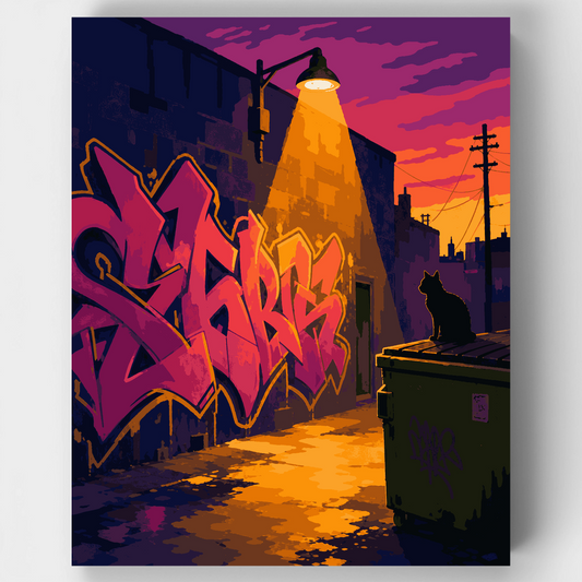 Alley Cat at Night - Paint by Numbers Kit