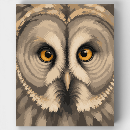 Amber-Eyed Owl Gaze - Paint by Numbers Kit