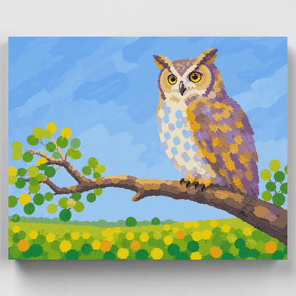 Amber-Eyed Owl Watch - Paint by Numbers Kit
