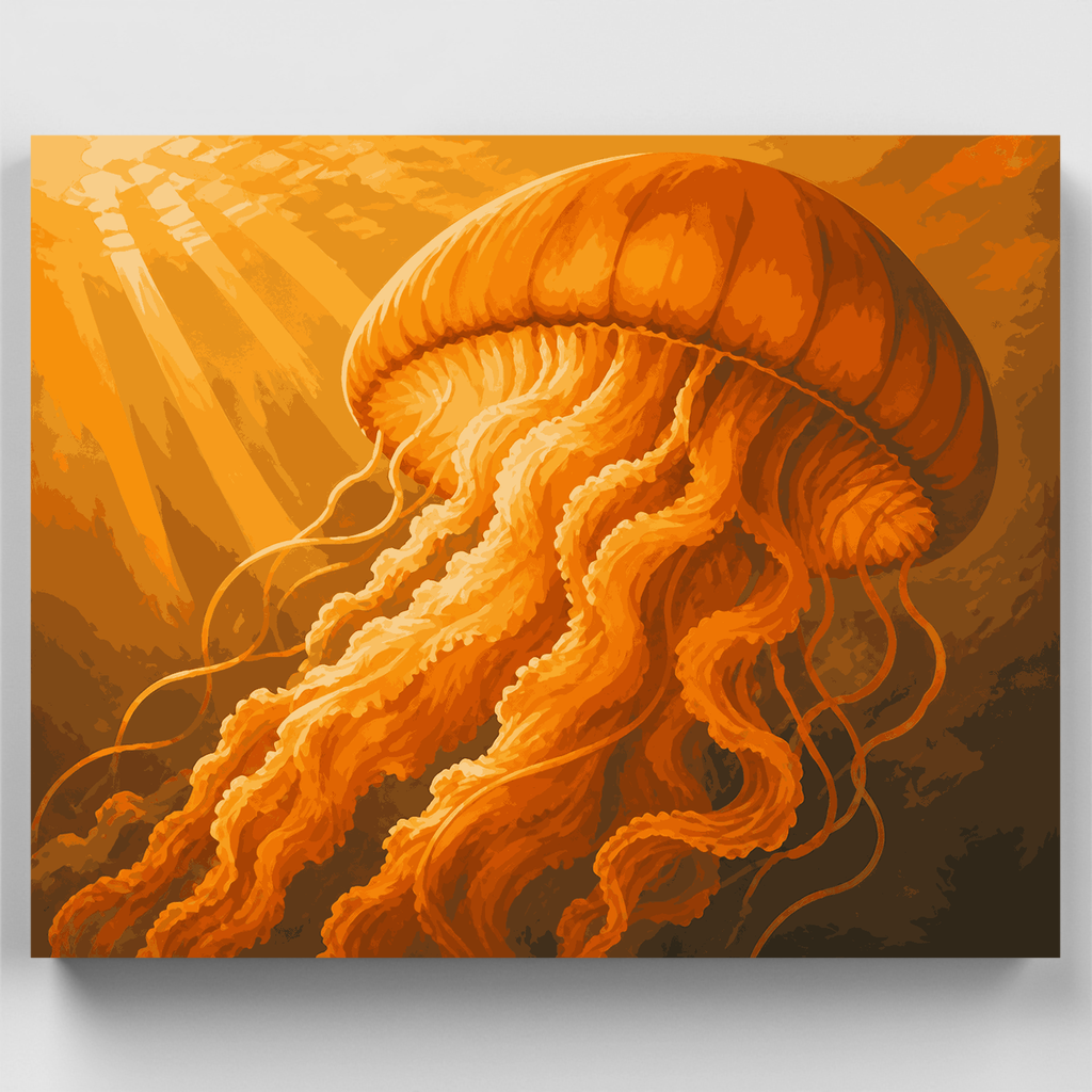Kit de pintura por números - Melena de león ámbar — Estándar