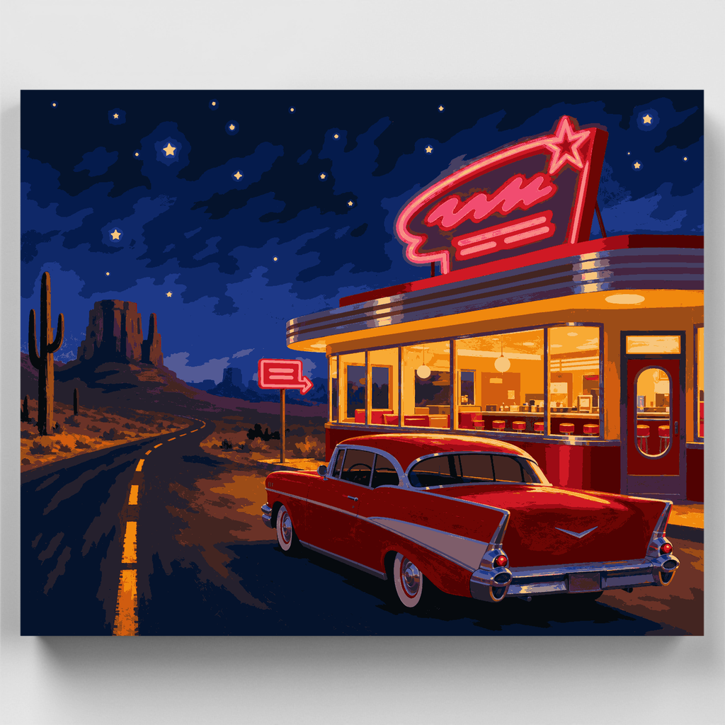 Noche de cena retro americana - Kit de pintura por números — Estándar