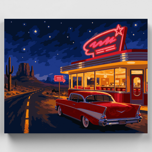 American Retro Diner Night - Paint by Numbers Kit