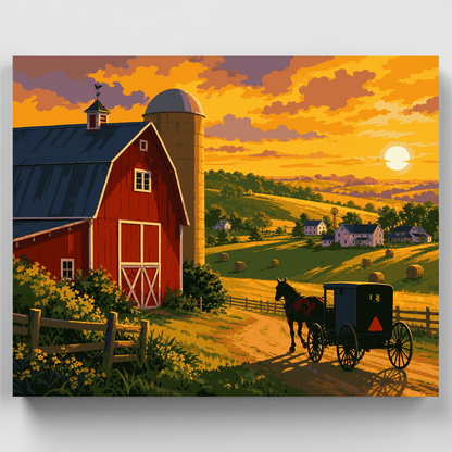 Amish Buggy Sunset - Paint by Numbers Kit