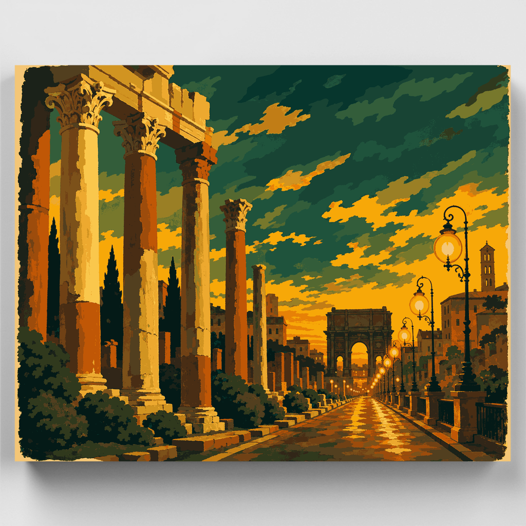 Columnas antiguas al atardecer - Kit de pintura por números — Estándar