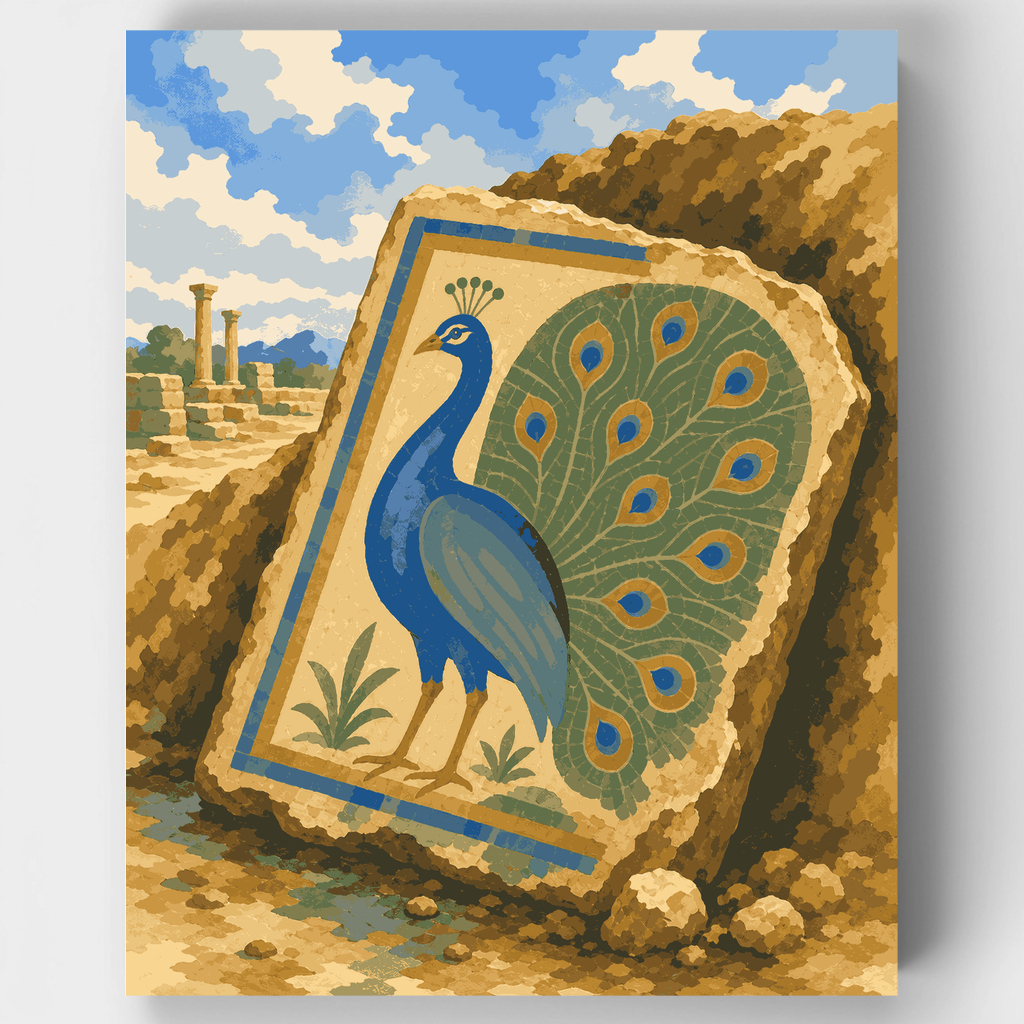 Kit de pintura por números - Mosaico de pavo real antiguo — Estándar