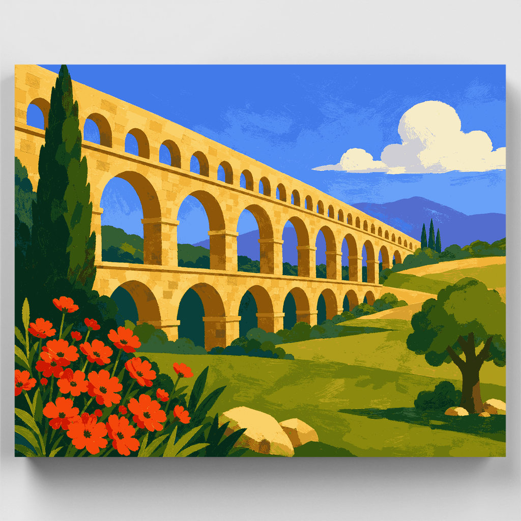 Acueducto romano antiguo - Kit de pintura por números — Estándar