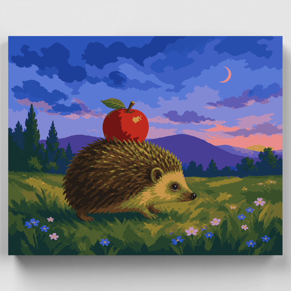 Erizo con manzana - Kit de pintura por números — Estándar