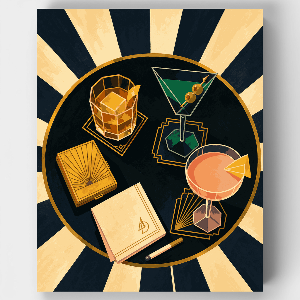 Kit de pintura por números: Bar de cócteles Art Déco — Estándar