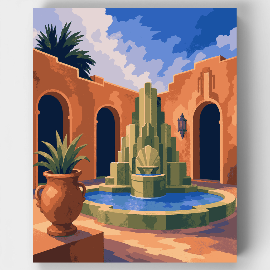 Fuente de patio Art Déco - Kit de pintura por números — Estándar