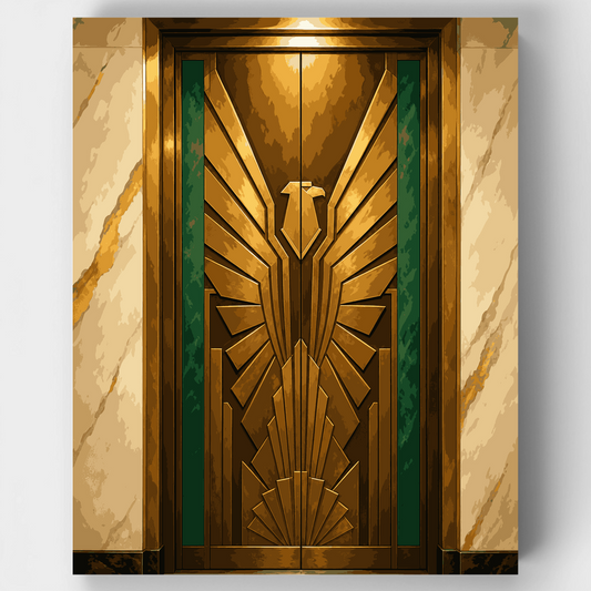 Art Deco Golden Eagle Elevator Doors - Paint by Numbers Kit