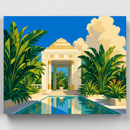 Art Deco Tropical Garden Pavilion - Paint by Numbers Kit