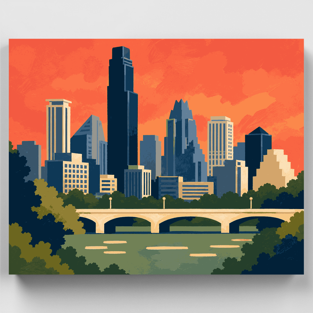Austin Skyline Sunset - Paint by Numbers Kit