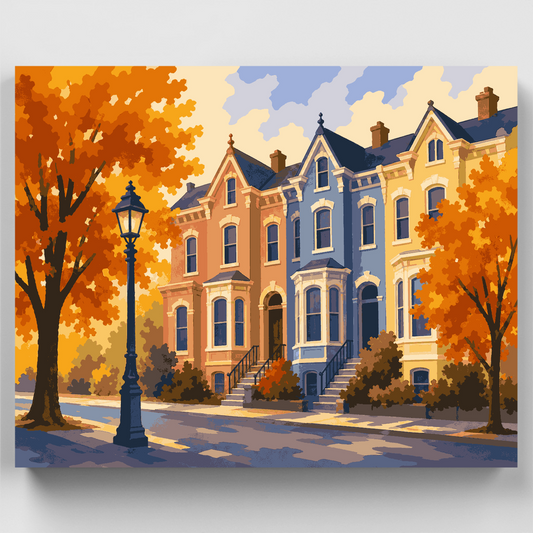 Autumn Row Houses - Paint by Numbers Kit