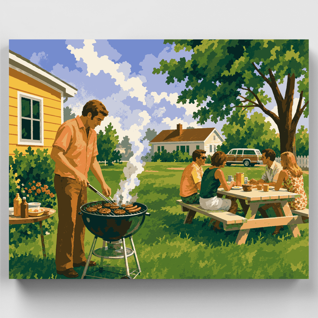 Tarde de barbacoa en el patio trasero - Kit de pintura por números — Estándar
